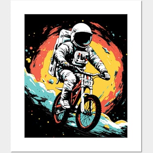 Intergalactic Bike Rider // Astronaut on a Bicycle in Outer Space Posters and Art